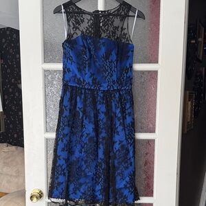 Sapphire Blue and Black Lace Dress